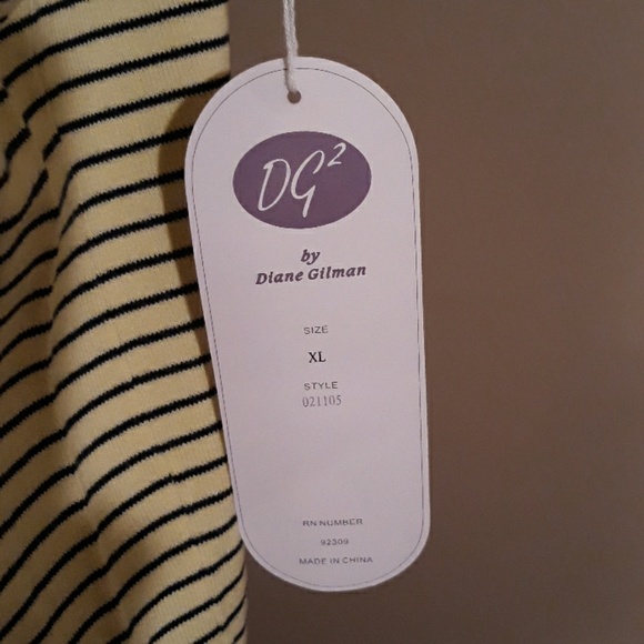 DG2 Yellow and Navy Stripe Sleeveless Top - Picture 3 of 4